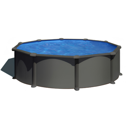 Piscine Gre acier ronde Anthracite - Ø 480 x 132 cm (Filtre à sable)